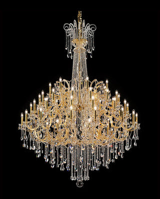 54 Lights Big Crystal Chandelier in Gold Frame 73"W 94"H