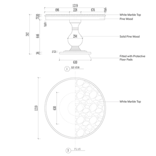 Luca Round Natural Stone Dining Table | Solid Pine Base Rustic Modern Dining Furniture
