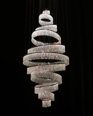 11 Crystal Ring Chandelier for High Ceilings 36X118 Inch Modern Staircase Chandelier Lighting