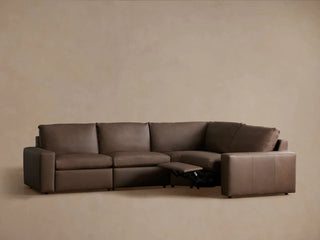 Kipton Wide Arm Leather Four-Piece Motion Sectional