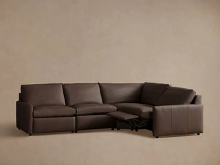Kipton Slim Arm Leather Four-Piece Motion Sectional