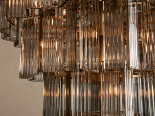 Old Hollywood Tiered Reeded Glass Round Chandelier