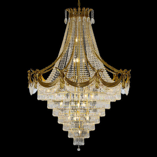 59X79 Inch Large Foyer Chandelier Gold Crystal Chandelier Lighting for High Ceiling