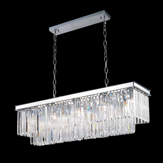 40 Inch Rectangle Chandelier Modern Crystal Chandelier Lighting for Dining Room