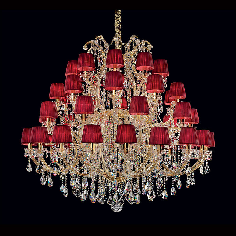 50 Lights Tiered Chandelier 63X61 Inch Large Gold Crystal Chandelier Lighting