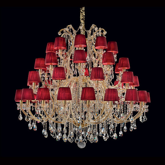 50 Lights Tiered Chandelier 63X61 Inch Large Gold Crystal Chandelier Lighting