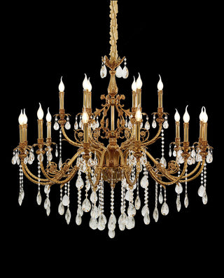 47X41 Inch 18 Lights Two-tier Big Brass and Crystal Chandelier Gold Chandelier for Extrance