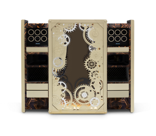 Luxury Baron Safe with Electric Opening System, Gold-Plated Brass & Walnut Root Interior