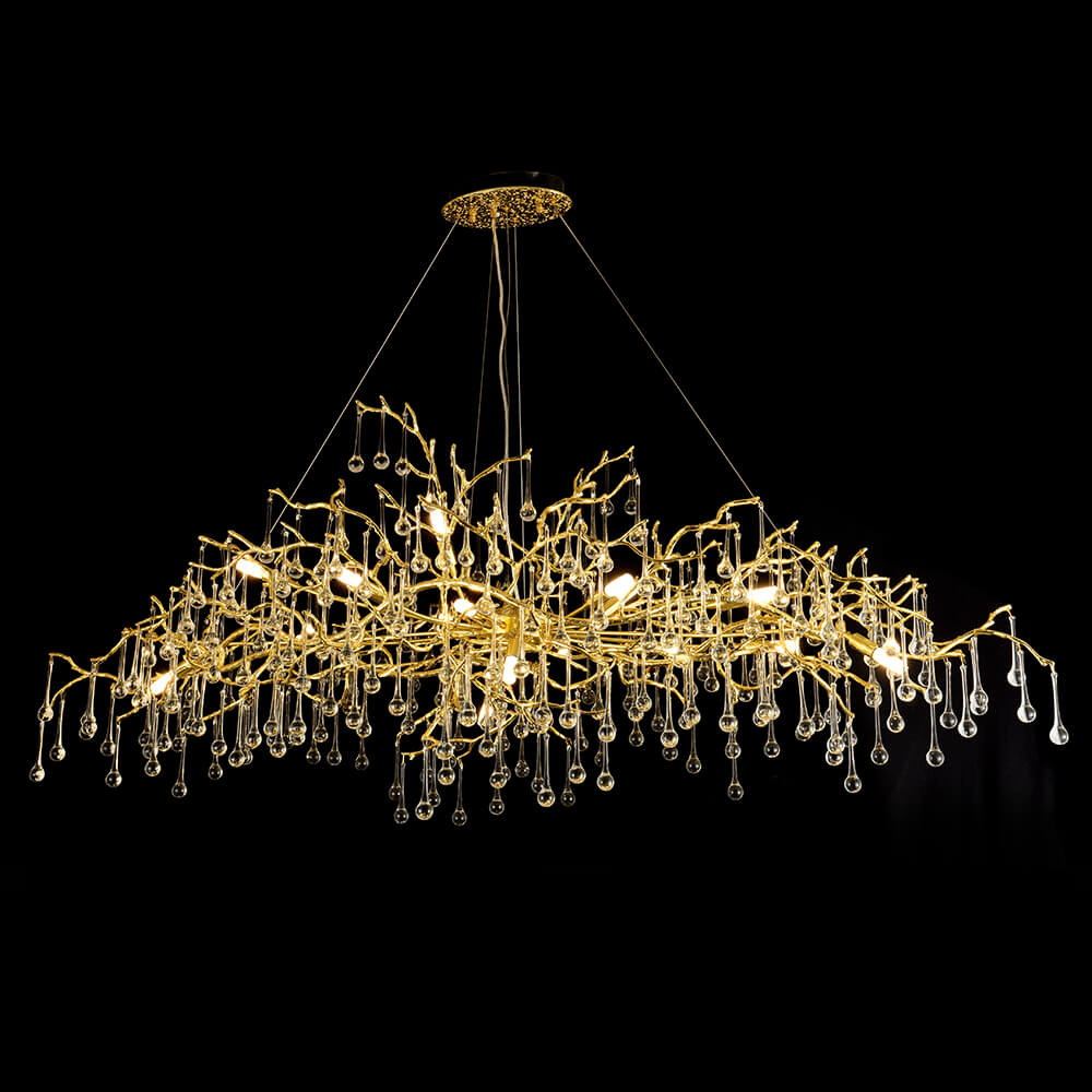 48-63 Inch Linear Chandelier Modern Glass Drop Chandelier for Dining Room