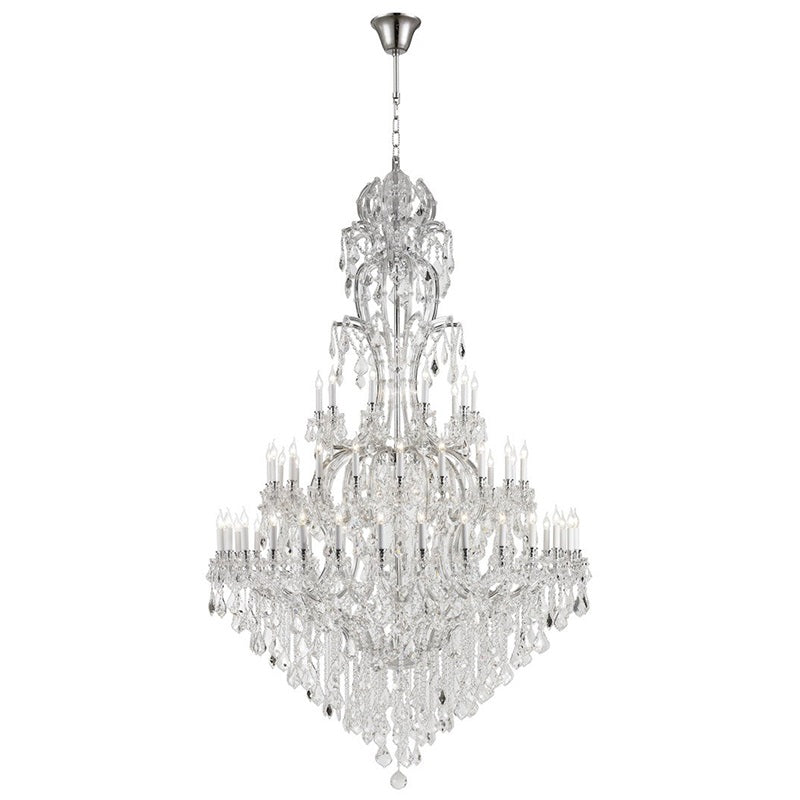 77X124 Inch Huge High Ceiling Chandelier 72 Lights Elegant Large Chrome Maria Theresa Crystal Chandelier