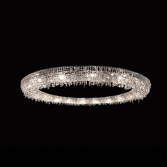 79 Inch Round Huge Looop Chandelier Hanging Modern Crystal Chandelier