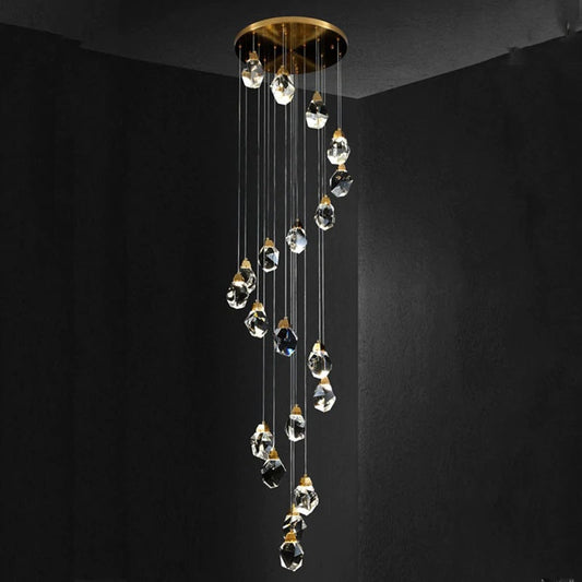 20 Lights Modern Crystal Lighting 79'' Long Spiral Staircase Chandelier