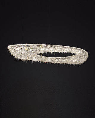 79 Inch Linear Looop Suspended Modern Crystal Chandelier for Living Room