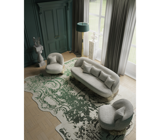 Luxury Sculptural Sofa with Polished Hammered Brass Base & Organic Curved Design
