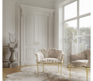 Luxury Surrealist Armchair with Gold-Plated Brass Frame, Velvet Seat & Sculptural Design