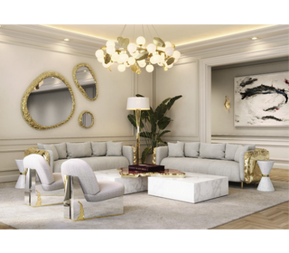 Luxury Black & White Coffee Table with Sculptural Design & High Gloss Finish