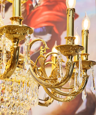 71X83 Inch Huge Antique Empire Brass Crystal Chandelier for high Ceiling Foyer