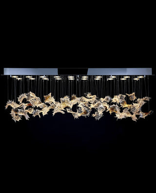 59 Inch Rectangle Modern Glass Leaf Chandelier for Dining Room