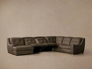 Perry Leather Six-Piece Motion Chaise Sectional