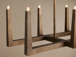 Modern Textured Cast Brass Linear Chandelier