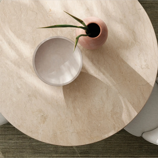 Cruz Outdoor Round Marble Dining Table - Modern Indonesian Natural Stone Patio Table