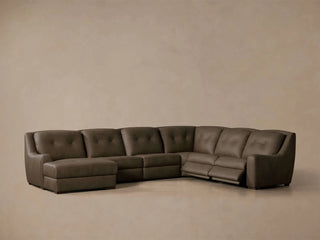Perry Leather Six-Piece Motion Chaise Sectional