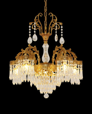25.5 Inch Wide French Empire Style Brass Crystal Chandelier Gold Dining Room Chandelier