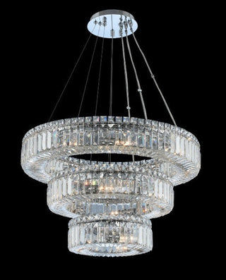 (12+18+26) Inch Round Crystal Chandelier Three Tiers Suspended Modern Chandelier