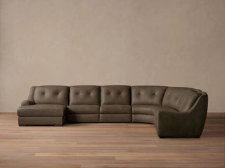 Perry Leather Six-Piece Motion Chaise Sectional