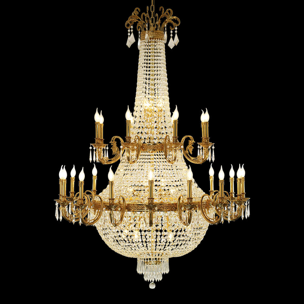 51X71 Inch Big French Empire Brass Crystal Chandelier for Foyer