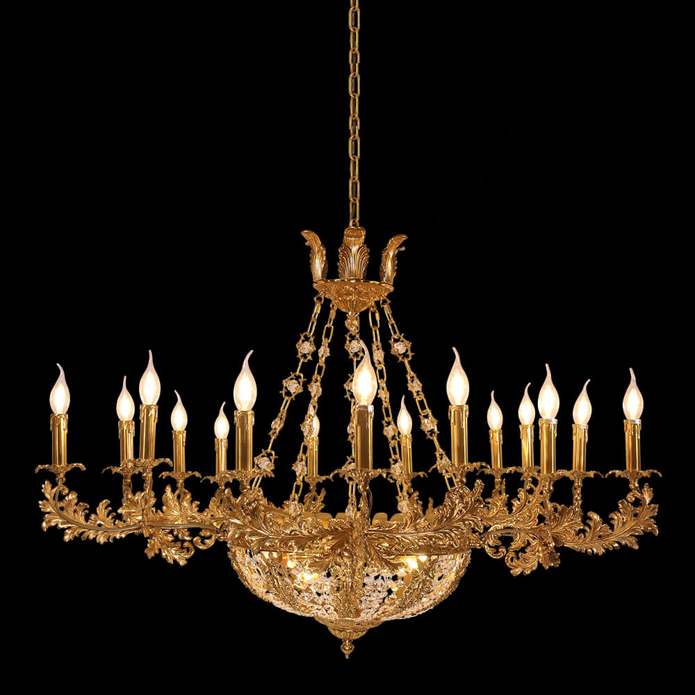 47X31 Inch 20 Lights French Empire Style Brass and Crystal Chandelier Light