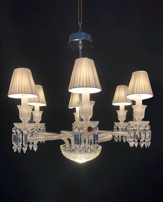 High Quality Lustre Baccarat Copied Tourbillon Baccarat Chandelier with White Lampshades