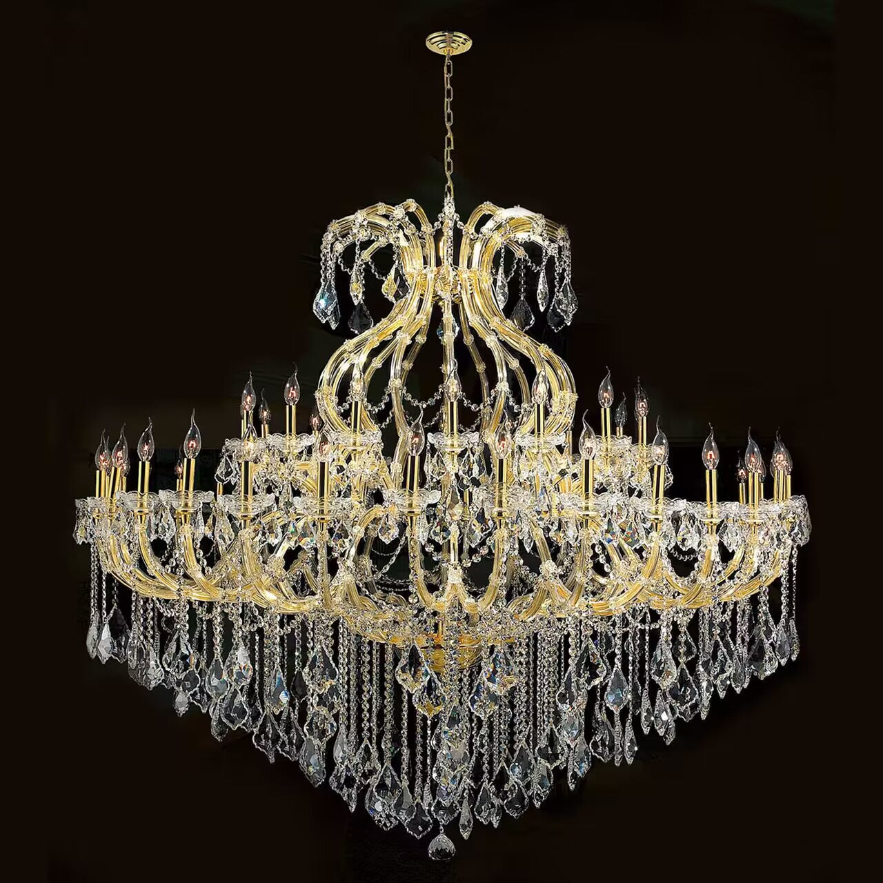 71X59 Inch Extra Wide Chandelier 49 Lights Big Gold Maria Theresa Crystal Chandelier For Dining Room