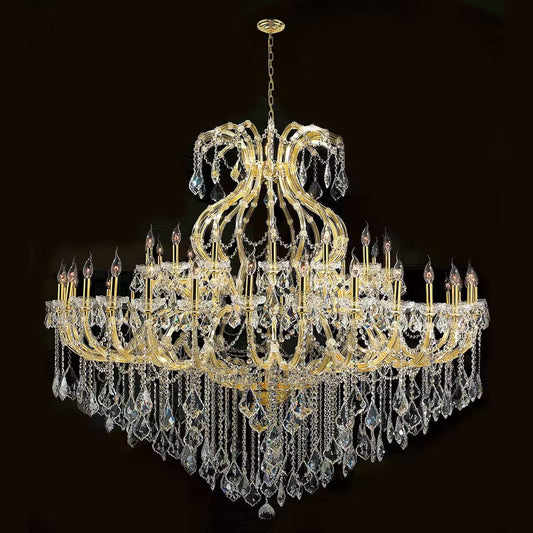 71X59 Inch Extra Wide Chandelier 49 Lights Big Gold Maria Theresa Crystal Chandelier For Dining Room