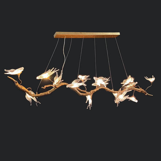48-72 Inch Linear Chandelier Stylish Glass Bird Chandelier Lighting for Dining Room