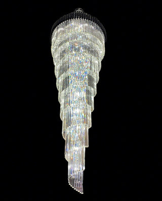 Long Spiral Crystal Chandelier for Staircase 39"W 118"H