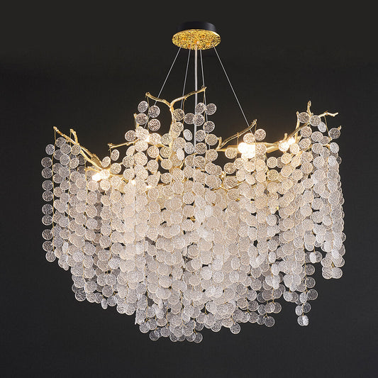 24-40 Inch Modern Branch Chandelier Coin-shaped Glass Chandelier