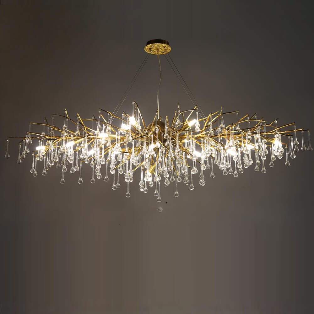 48-63 Inch Linear Chandelier for Dining Room Modern Glass Drop Chandelier Lighting