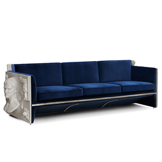 Luxury Versailles Inspired Sofa with Sculpted Resin Wood Frame, Velvet Pillows & Acrylic Legs