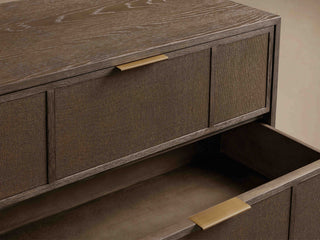 Olina 6-Drawer Dresser Textured Raffia Solid Oak Wood Brass Pulls
