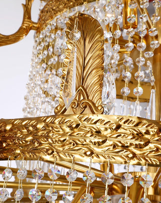 39'' W x 43'' H Two Tiers French Empire Chandelier Antique Brass and Crystal Chandelier