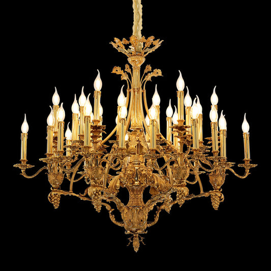 47X39 Inch 36 Lights Baroque Style Antique Brass Chandelier