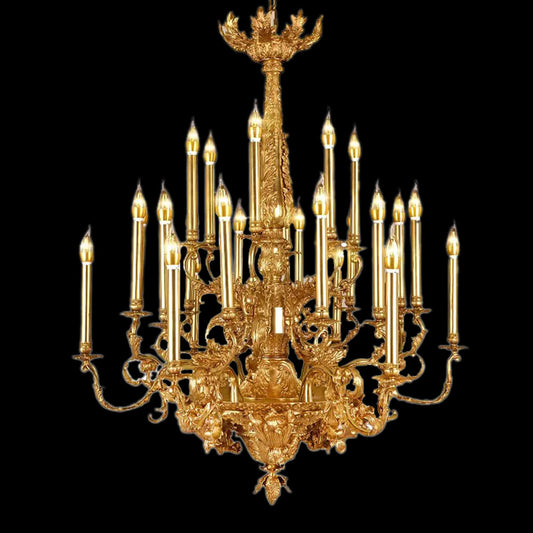 41X43 Inch 24 Lights Baroque Style Antique French Copper Chandelier