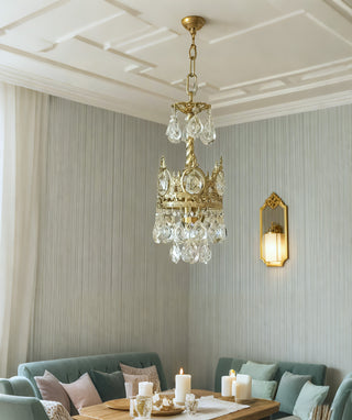 6 Inch Mini Crystal Pendant Light for Kitchen Island Empire Style Brass Crystal Chandelier