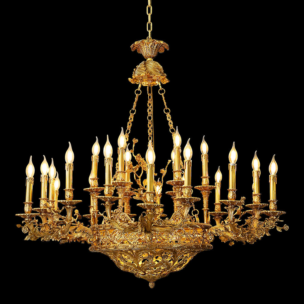 47X43 Inch Baroque Style Antique French Palace Copper Chandelier