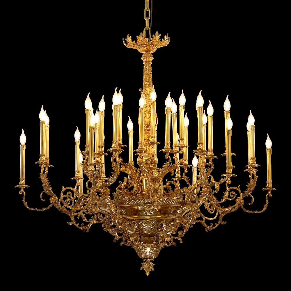 54X46 Inch 36 Lights Baroque Style French Copper Chandelier