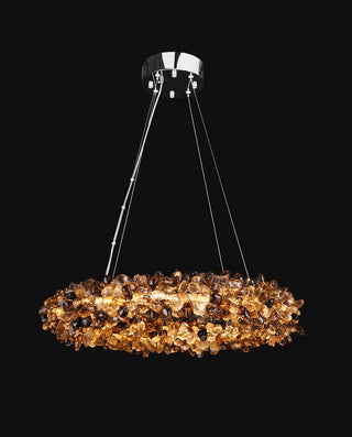 Multiple Size Modern Smoky Rock Crystal Halo LED Chandelier Pendant Light