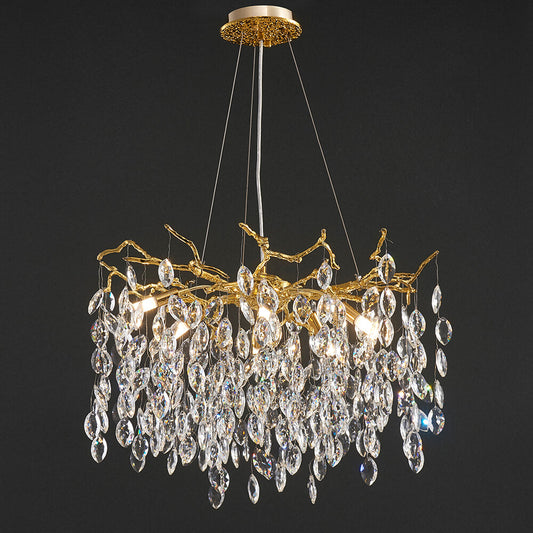 24-40 Inch Gold Tree Branch Chandelier K9 Crystal Chandelier Lighting for Bedroom