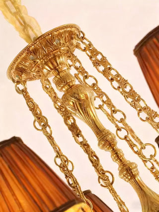 30X30 Inch 6 Lights Baroque Style Antique Copper Chandelier