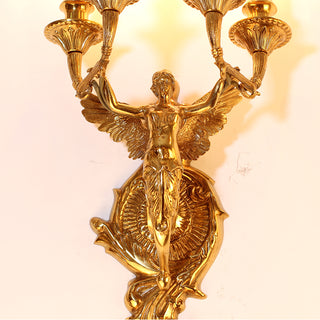 4 Lights European Retro Brass Wall Sconce Antique Angel Wall Lamp
